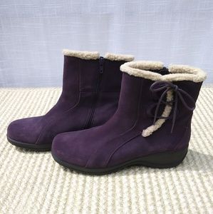 Clarks Purple Suede Leather Boots Size 8.5